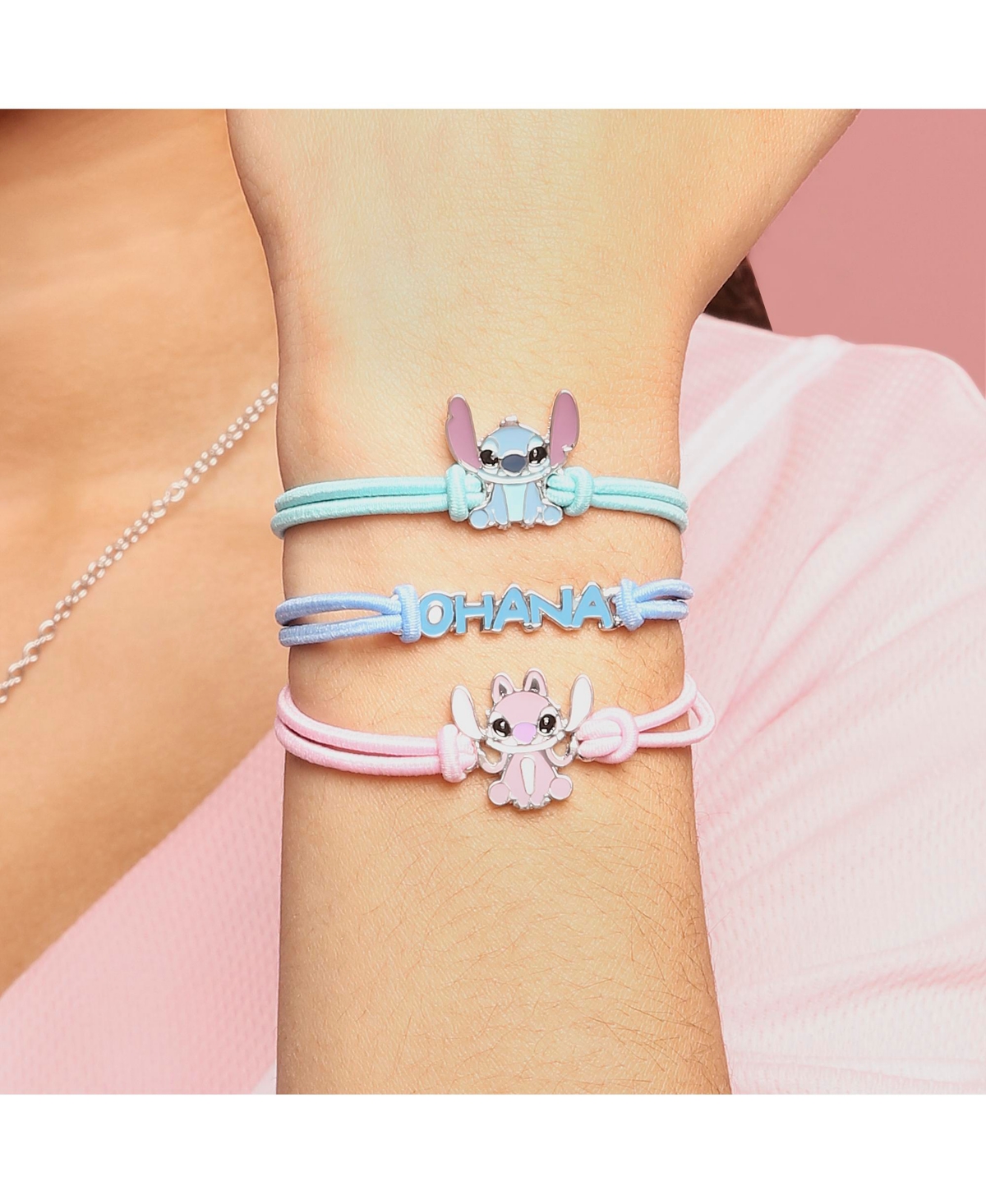 Disney Lilo and Stitch Fashion Stitch Cord Bracelet Set Of 3 - pink, green