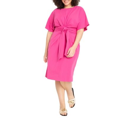 Women's Plus Size Cross Front Flutter Sleeve Dress