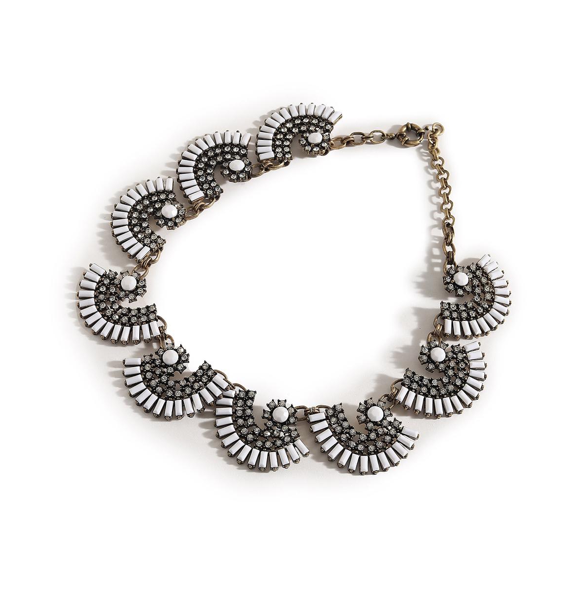 Sohi Women's Silver Embellished Fan Collar Necklace In Multi