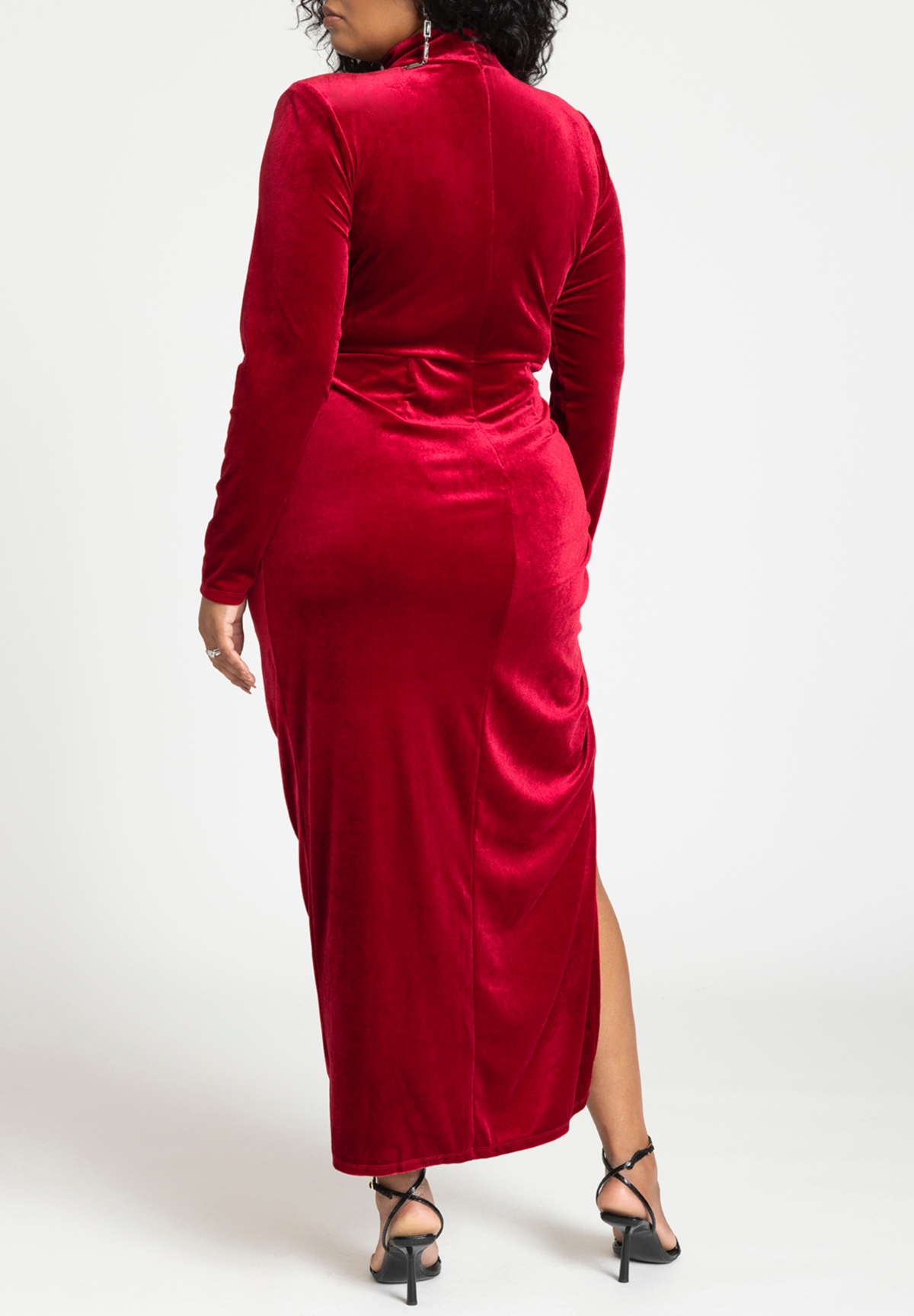Eloquii Plus Size Mock Neck Velvet Dress With Slit