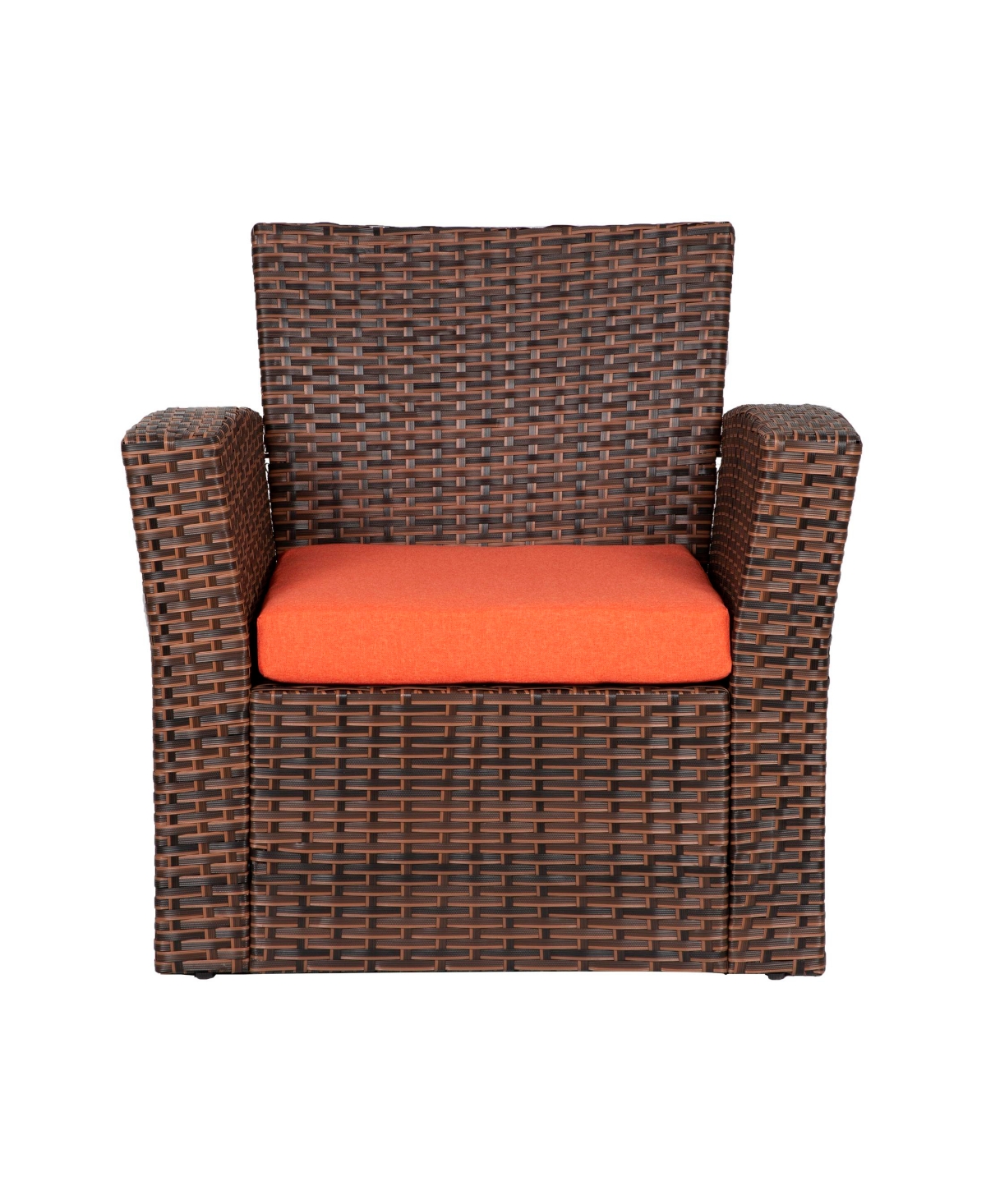 WestinTrends 4 Piece Outdoor Wicker Rattan Conversation Sofa set with Coffee table -orange