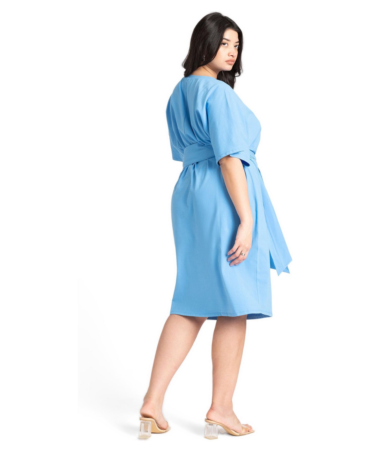 Women's Cross Front Flutter Sleeve Dress