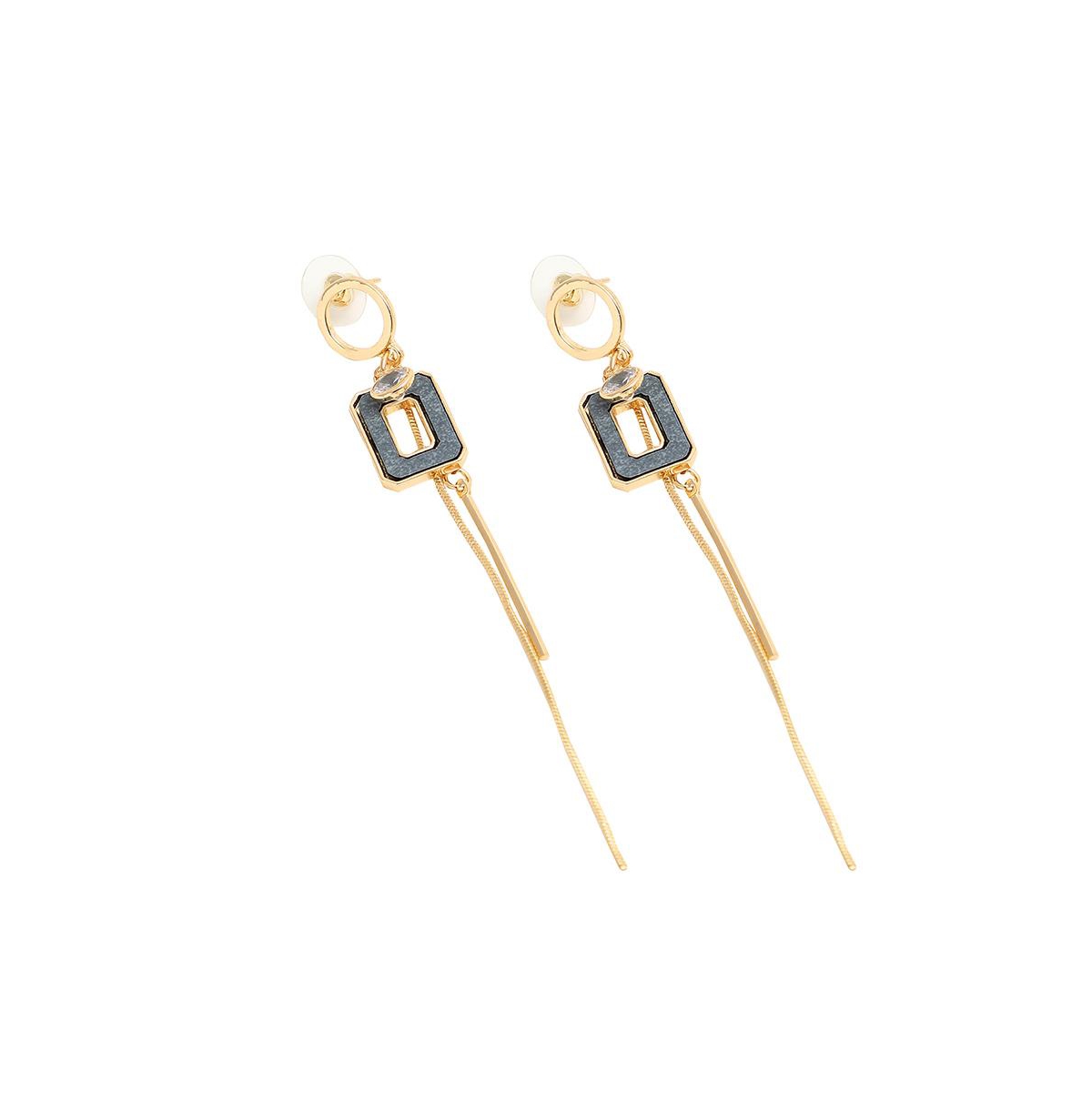 Women's Sleek Drop Earrings - Black