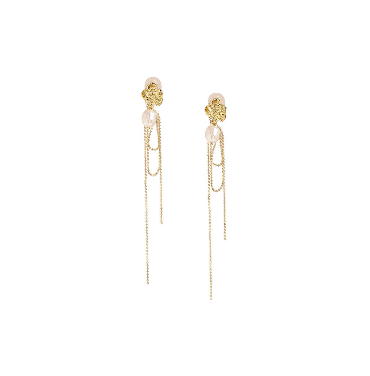 Sohi Women's White Sleek Drop Earrings In Gold
