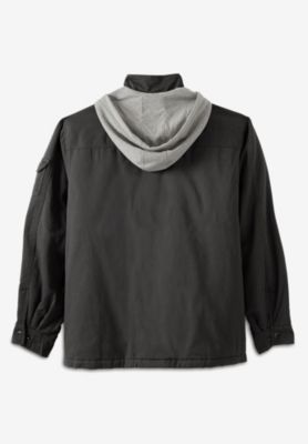 Men's by KingSize 9 Pocket Twill Utility Jacket With Removable Hood