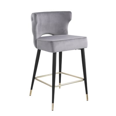 Gray & Gold Velvet Counter Stool