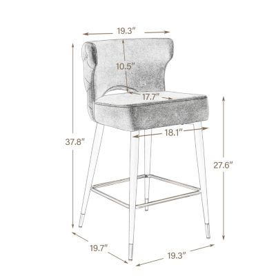 Gray & Gold Velvet Counter Stool