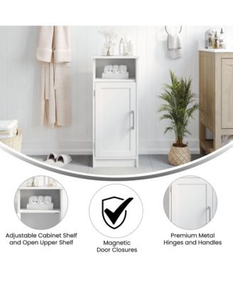 Adjustable Shelf Magnetic Closure Bathroom Storage Cabinet with Open Upper Shelf
