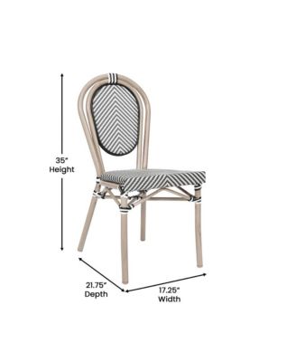 Mael Stacking Thonet Bistro Style Chair With Textilene Seat And Bamboo Finished Metal Frame For Indoor/Outdoor Use