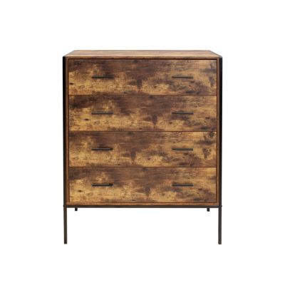 Streamdale Rustic Brown 4 Drawer Dresser with Steel Frame