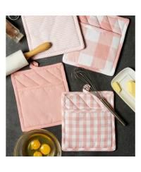 Gingham Check Kitchen Collection, Pink, Potholder Set