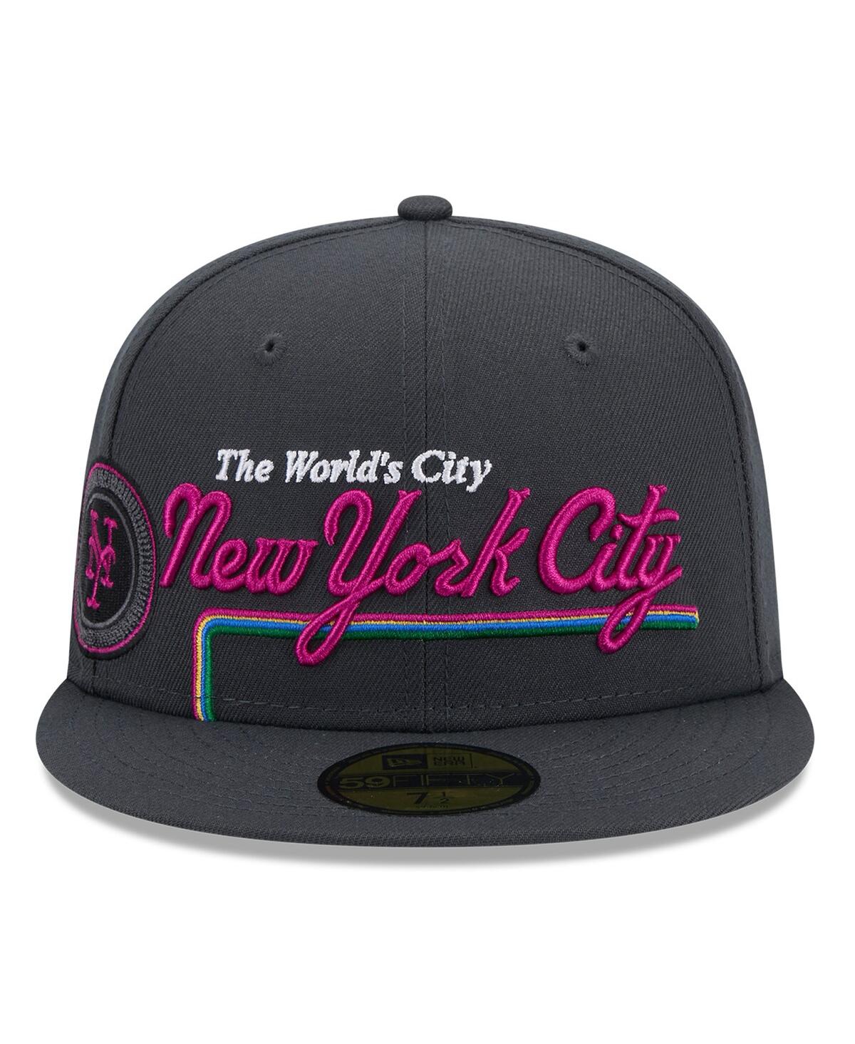 New Era Men's Graphite New York Mets 2024 City Connect Icon 59fifty Fitted Hat In Graphite