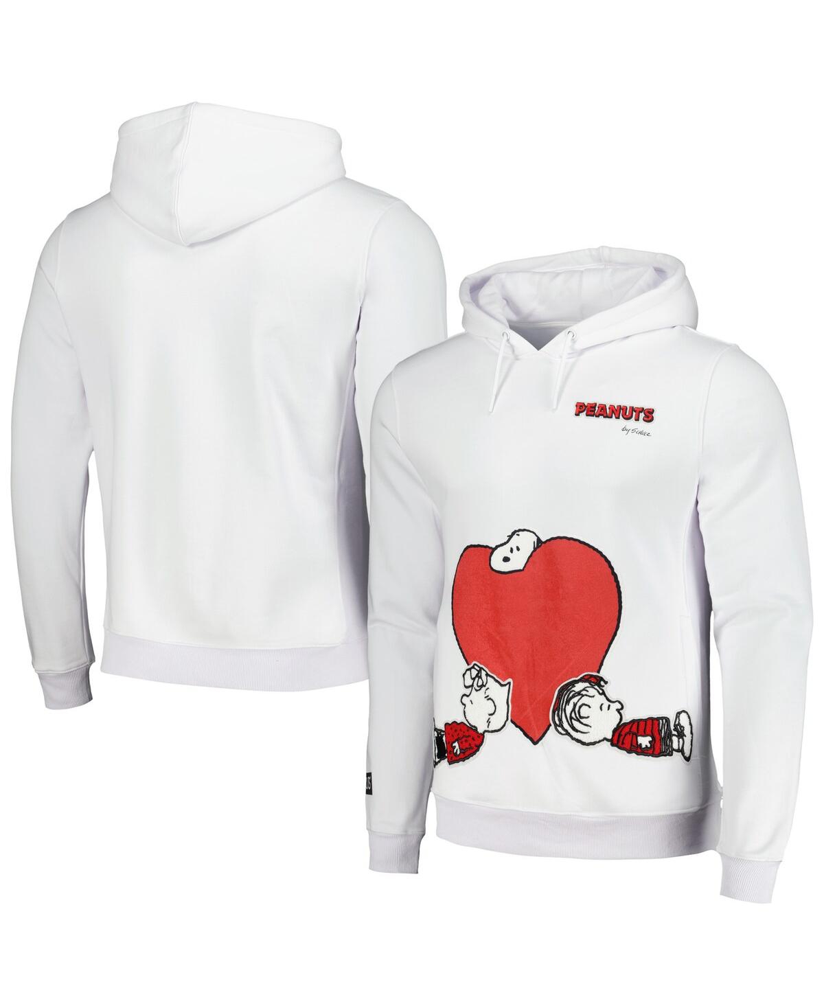 Men's White Peanuts Snoopy Loves Flowers Pullover Hoodie - White