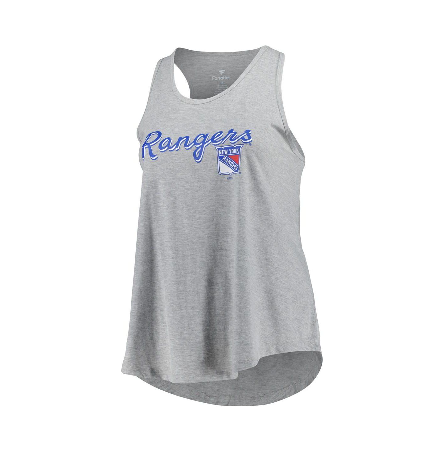 Женский топ Fanatics Heather Gray New York Rangers Plus Size Racerback — фото 3