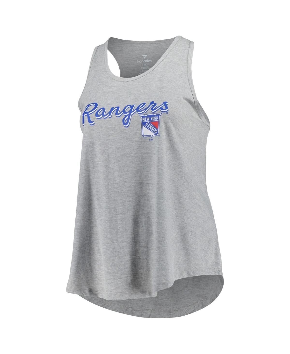 Fanatics Women's Heather Gray New York Rangers Plus Size Racerback Tank Top In Heather Gray