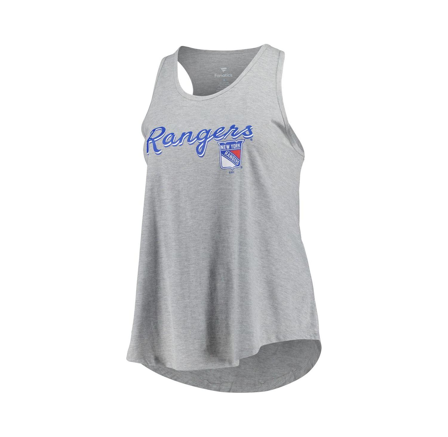 Women's Heather Gray New York Rangers Plus Size Racerback Tank Top