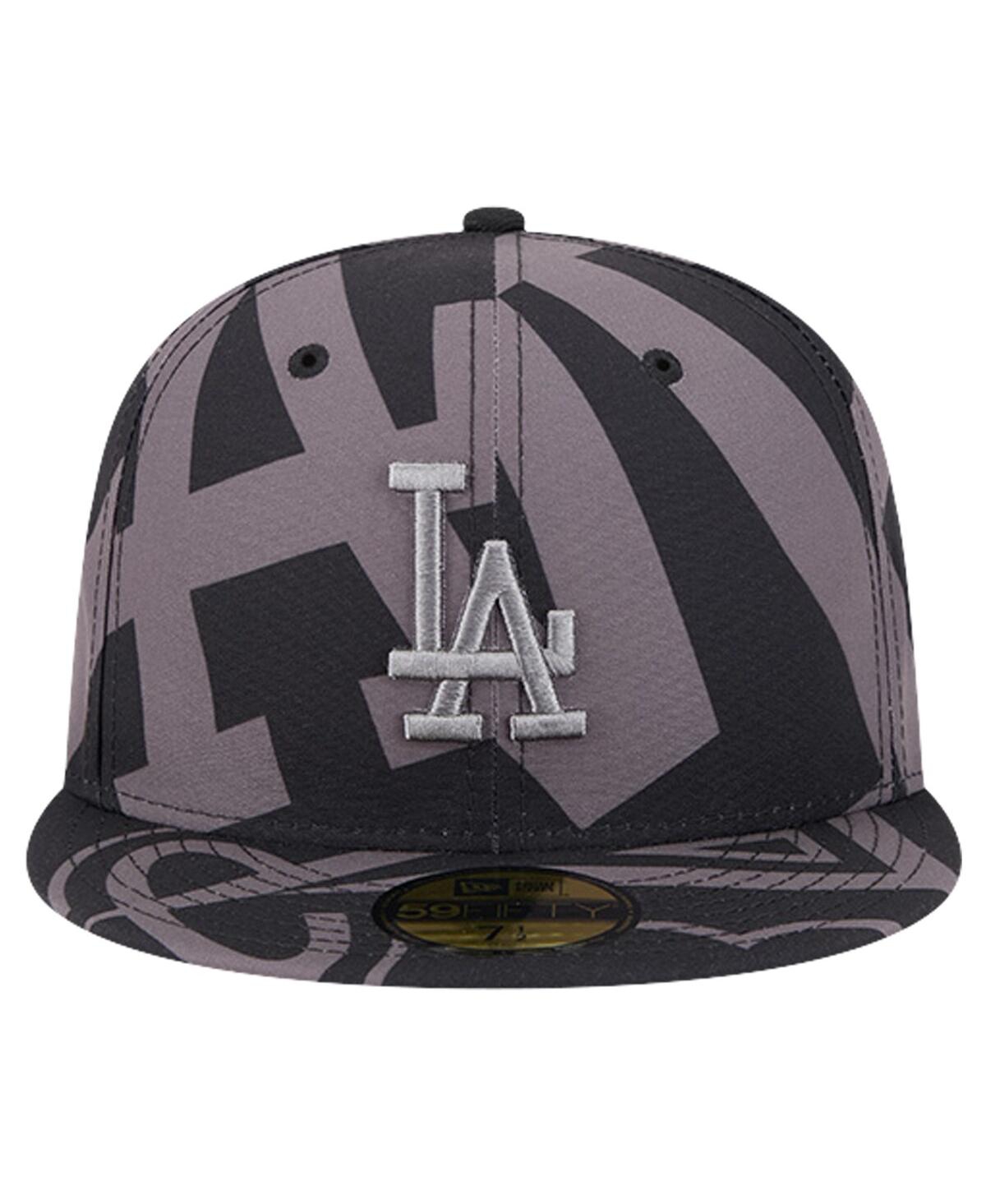 New Era Men'sLos Angeles Dodgers Logo Fracture 59FIFTY Fitted Hat - Black, Graphite