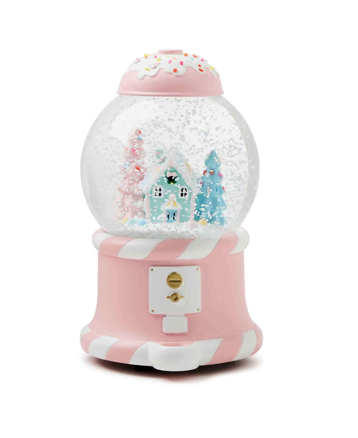 Holiday Lane Sugar Plum Pink And White Gumball Musical Water Globe, Created for Macy's