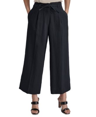 DKNY Women's High Rise Tie-Waist Wide Leg Pants - Macy's