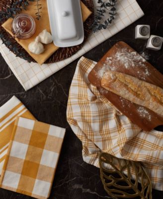 Everyday Basic Kitchen Collection Large Woven Cotton Dishtowel/Tea Towel Set, 18x28", Honey Gold, 5 Count