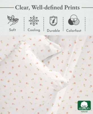 Printed 400 Thread Count Cotton 4 Piece Sheet Set, Queen