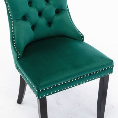 Contemporary Green Velvet Dining Chair Set