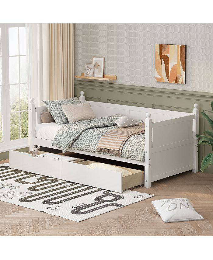 Simplie Fun Twin Size Solid Wood Daybed With 2 Drawers For Limited