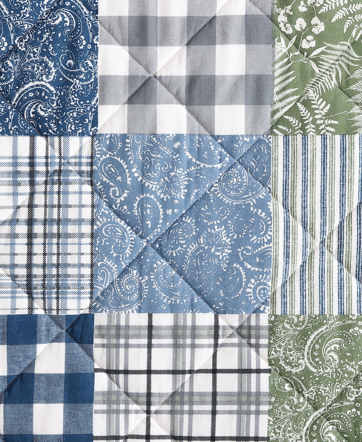 Eddie Bauer Cozy Plaid Patchwork Reversible 2 Piece Quilt Set, Twin In Blue,green