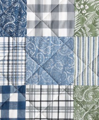 Cozy Plaid Patchwork Reversible 3 Piece Quilt Set, King