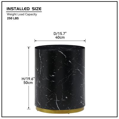 15.75" Round Side Table For Living Room Fully Assembled