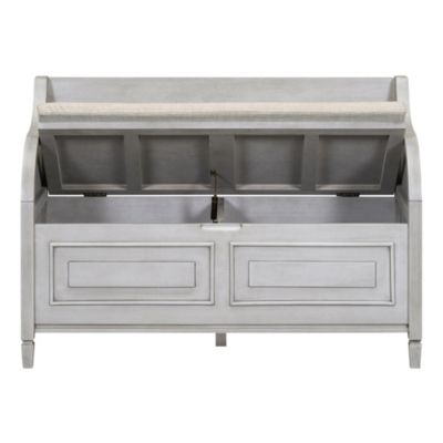 Rustic Style Solid Wood Entryway Multifunctional Storage Bench With Safety Hinge (Gray Wash+ Beige)