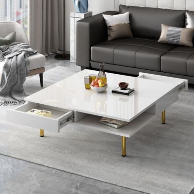 Exquisite 2-tier coffee table with gold legs