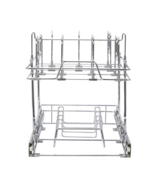 Glidez Multipurpose Chrome-Plated Steel Pull-Out/Slide-Out Basket Storage Organizer for Pots and Lids 2-Tier Dual-Slide Design