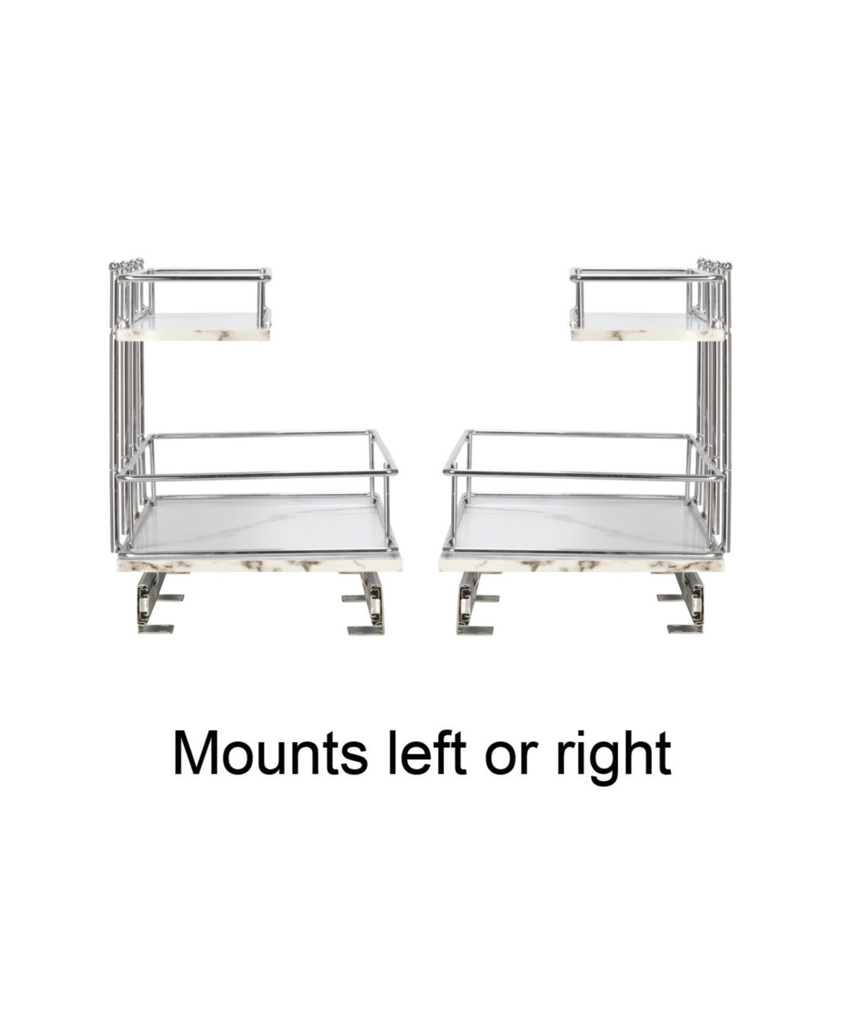 Household Essentials Glidez Chrome-Plated Steel and Faux Marble Pull-Out/Slide-Out Storage Organizer for Under Sink or Cabinet 2-Tier Design