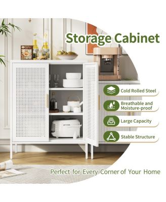 Steel Lockable Storage Cabinet with Adjustable Shelves, White