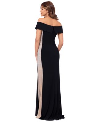 XSCAPE Women's Beaded Contrast Off-The--Shoulder Gown