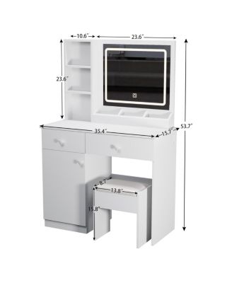 Makeup Vanity Desk with Lighted Mirror & Drawers