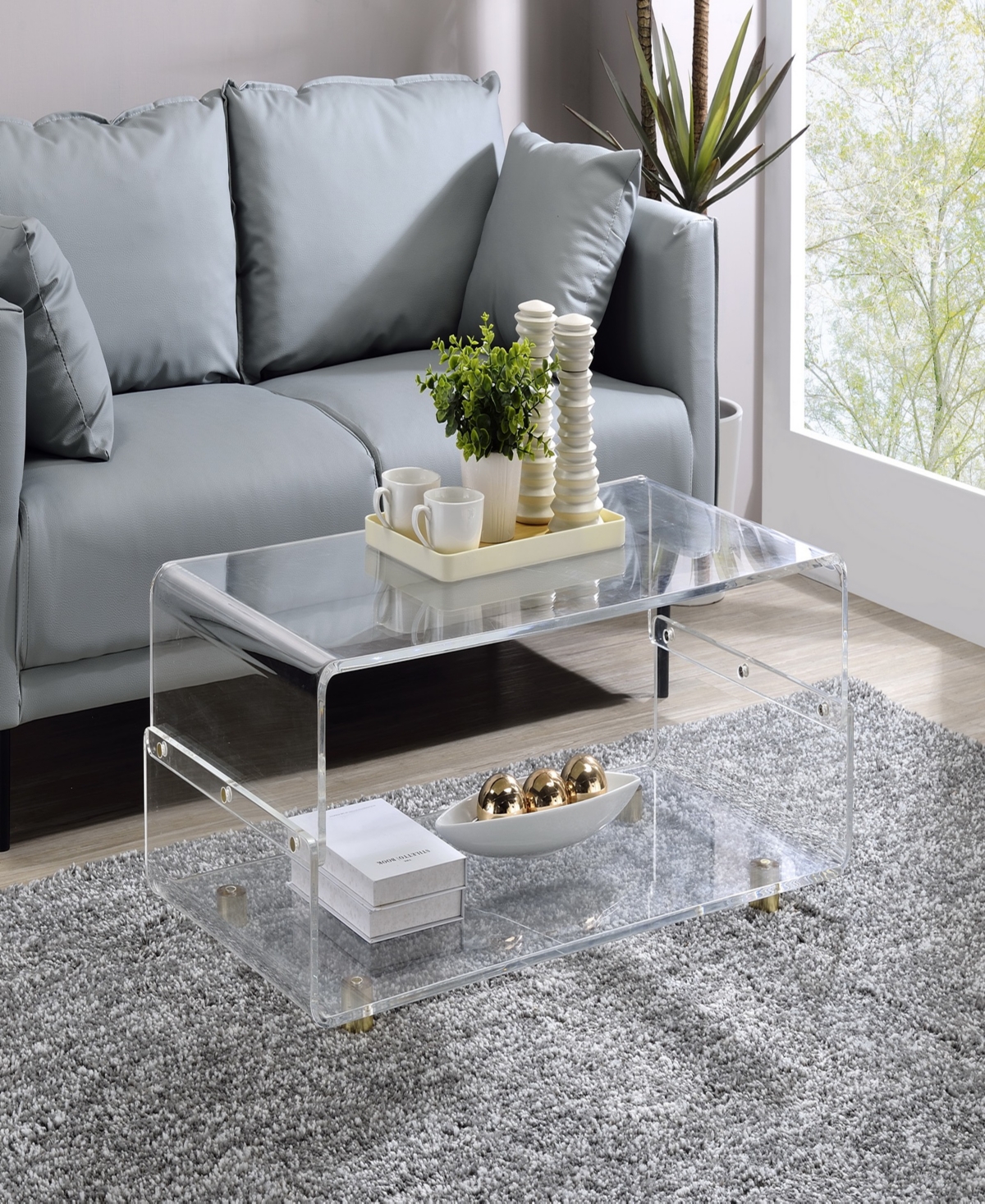 Foxhill Trading Fox Hill Trading Steven 39" Waterfall Acrylic Coffee Table In No Color