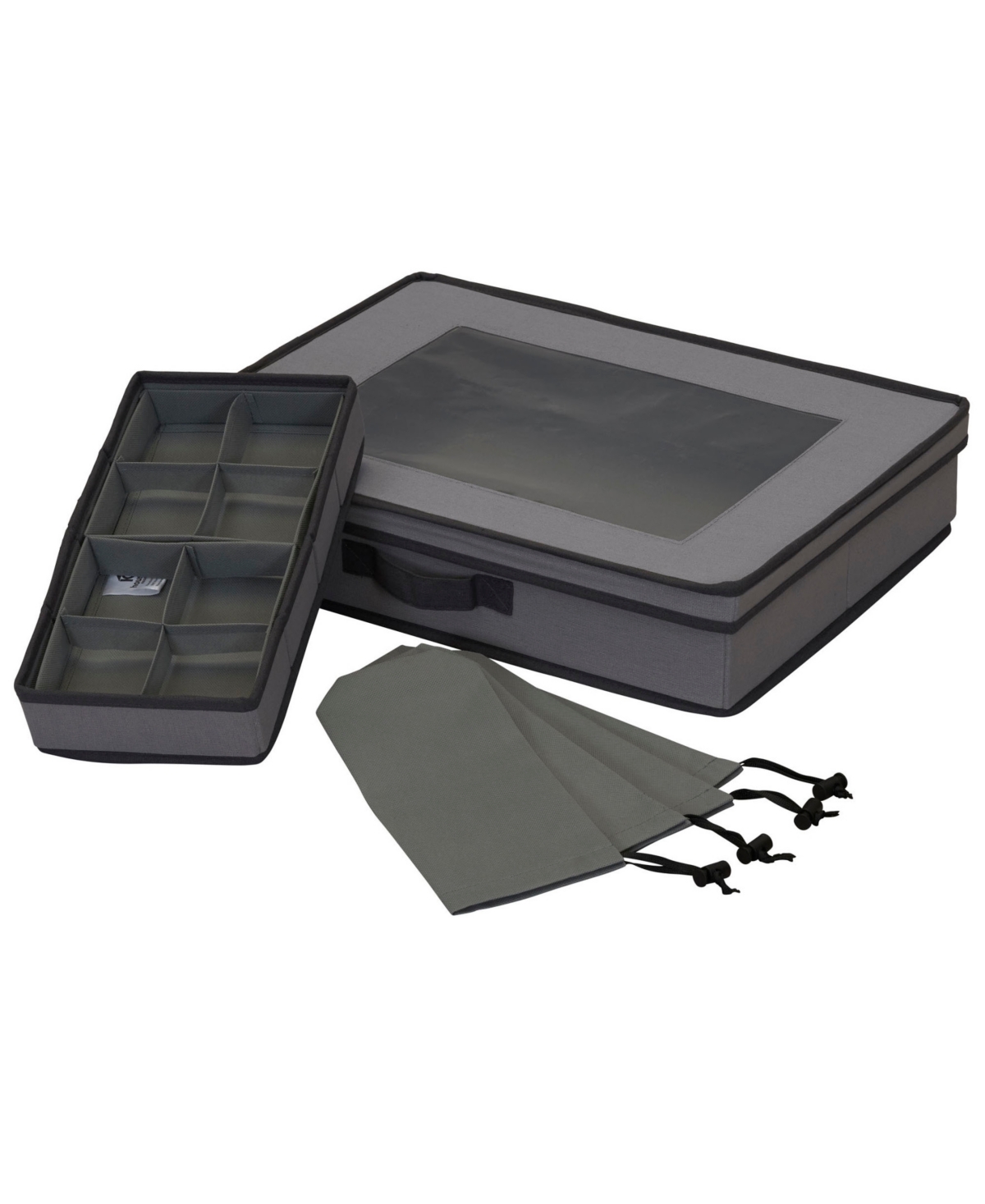 Shop Household Essentials Tabletop Storage Box Windowed Lid And Front Handle In Gray