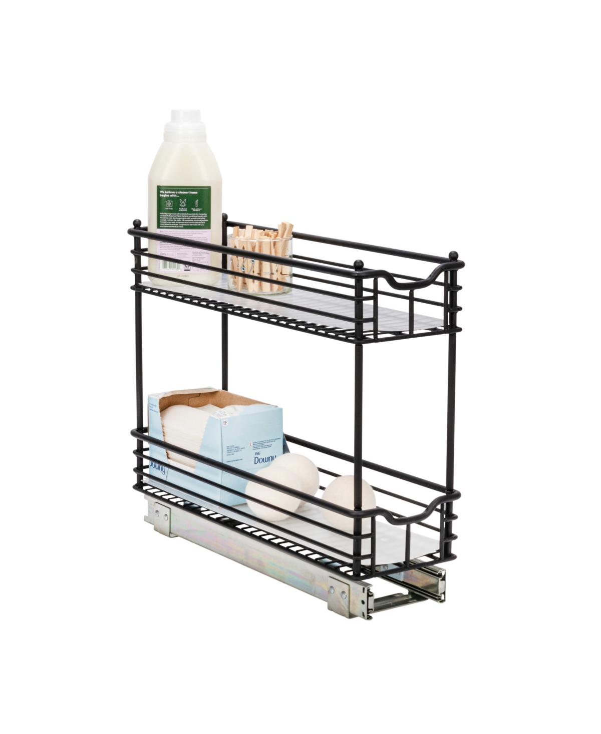 Glidez Multipurpose Paint-Finished Steel Pull-Out/Slide-Out Storage Organizer with Plastic Liners for Under Cabinet 2-Tier Design