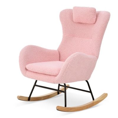 Streamdale Pink Teddy Glider Chair for Nursery & Home