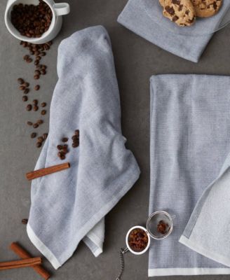 French Terry Collection Kitchen Dishtowel Set, 18x28", French Blue Chambray Solid, 3 Piece