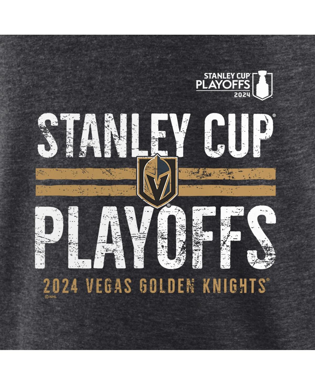 Fanatics Men'sVegas Golden Knights 2024 Stanley Cup Playoffs Crossbar Tri-Blend T-Shirt - Heather Charcoal
