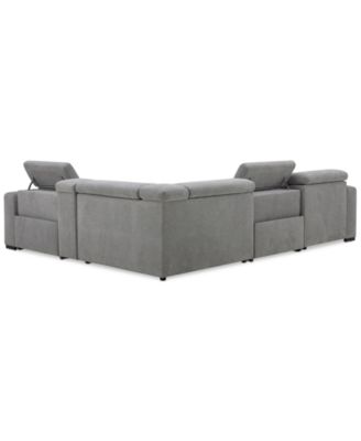 Nevio 5-Pc. Fabric Power Headrest Sectional and Chaise with 2 Power Motion Chairs
