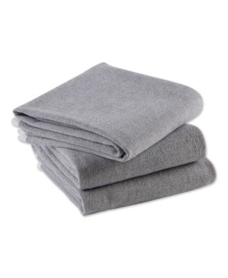 French Terry Collection Kitchen Dishtowel Set, 18x28", Mineral Gray Chambray Solid, 3 Piece