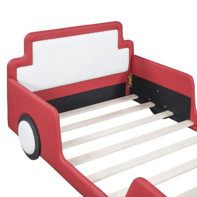 Twin Size Race Car-Shaped Platform Bed With Wheels
