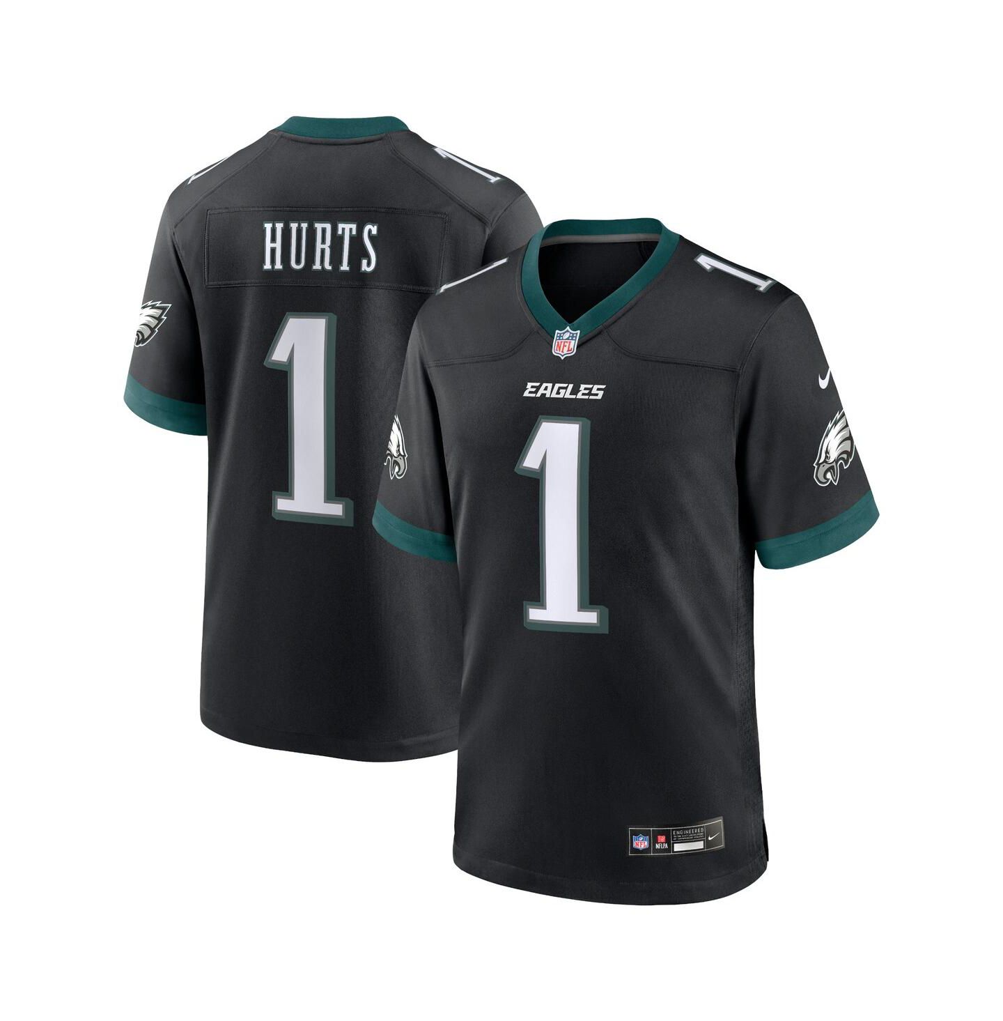 Мужской топ Fanatics Nike Jalen Hurts Philadelphia Eagles Alternate Game Jersey, цвет: Чёрный — фото 1