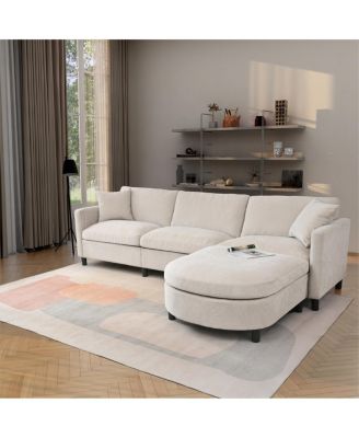 Sectional Sofa Couch with Ottoman, Removable Cushions