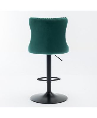 Adjustable Velvet Barstools, Set of 2, Green
