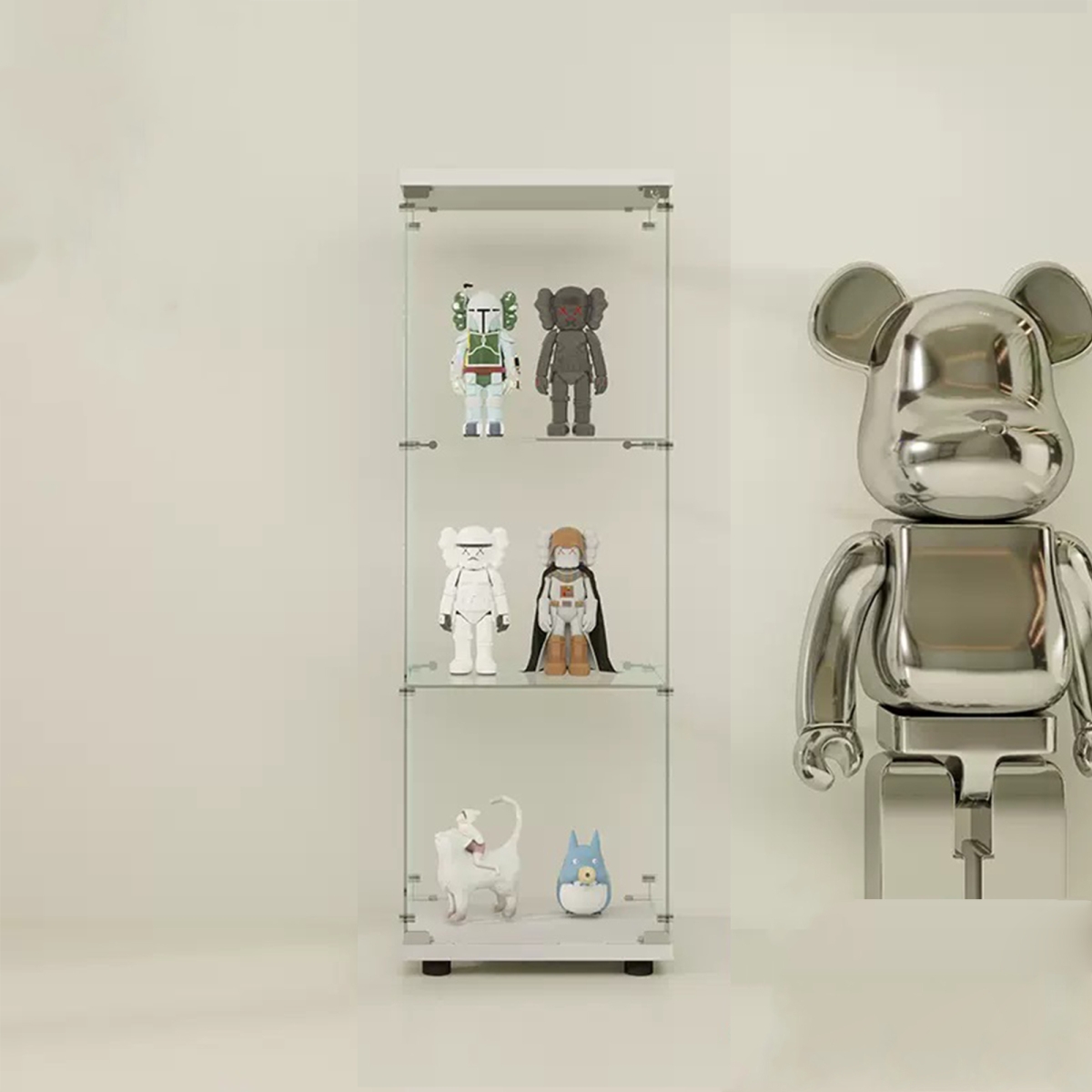 Streamdale Furniture One Door Glass Cabinet Glass Display Cabinet With Shelves